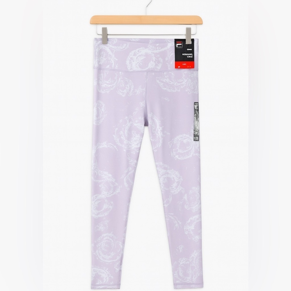 FILA NWT Size Medium 7/8 Ankle High Rise Lavender And White Leggings Athletic.